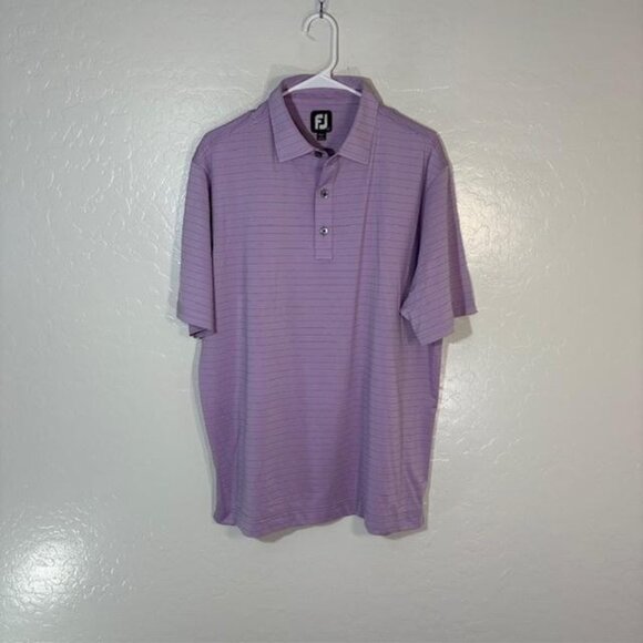 FootJoy Polo Shirt Mens Large Purple Striped Golf Stretch Short Sleeve Athletic - Picture 1 of 7